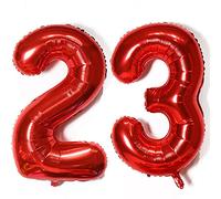 Palloncini numero 23, palloncino numero 23 rosso palloncini 23 compleanno donna deco palloncino foil 23 numero palloncini 23 rosso XXXL 40" pallone gonfiabile gigante ad elio 23 anni compleanno
