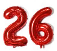 Palloncini numero 26, palloncino numero 26 rosso palloncini 26 compleanno donna deco palloncino foil 26 numero palloncini 26 rosso XXXL 40" pallone gonfiabile gigante ad elio 26 anni compleanno