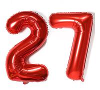 Palloncini numero 27, palloncino numero 27 rosso palloncini 27 compleanno donna deco palloncino foil 27 numero palloncini 27 rosso XXXL 40" pallone gonfiabile gigante ad elio 27 anni compleanno