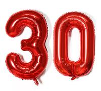 Palloncini numero 30, palloncino numero 30 rosso palloncini 30 compleanno donna deco palloncino foil 30 numero palloncini 30 rosso XXXL 40" pallone gonfiabile gigante ad elio 30 anni compleanno