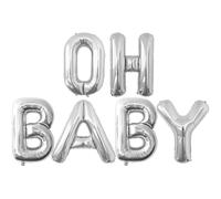 Palloncini OH BABY in argento da 101 cm, 4 pezzi di grandi dimensioni, in Mylar elio, lettere dell'alfabeto per baby shower, neutri, rivelare il genere, decorazione per 1° compleanno festa di