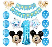 Palloncini Party Mickey - NALCY Decorazione 1° Compleanno Topolino e Minnie, Kit per Bambino, Blu