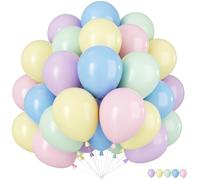 Palloncini Pastello, 60 Pezzi Palloncini Compleanno Arcobaleno Pastello, Violetta Rosa Verde Blu Giallo Lattice Palloncino Decorazioni Palloncino Per Compleanno Matrimonio Anniversario Baby Shower