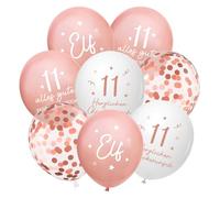 Palloncini per 11° compleanno, 24 pezzi Decorazione per la festa di compleanno della ragazza di 11 anni, 11 palloncini "Tanti auguri" in oro rosa, Decorazione per il 11° compleanno in oro rosa