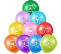 Palloncini per 18° compleanno, 10 pezzi, 30,5 cm, in lattice, multicolore, numero 18, per ragazzi, ragazze, bambini, 18 anni, decorazioni per feste di compleanno, regali per il 18° compleanno
