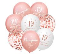 Palloncini per 19 anni di compleanno, 24 pezzi di decorazione per il 19° compleanno di ragazze e donne, 19 auguri di buon compleanno, decorazione per il 19° compleanno in oro rosa, palloncino per il