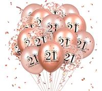 Palloncini per 21° compleanno, 18 pezzi, in lattice, con scritta "Happy 21st Birthday", oro rosa, decorazioni per feste di compleanno, per ragazze e ragazzi, 30,5 cm