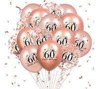 Palloncini per 60° compleanno, 18 pezzi, in lattice, con scritta "Happy 60th Birthday", per donne e uomini, oro rosa, decorazioni per feste di 60° compleanno, anniversario, 30,5 cm