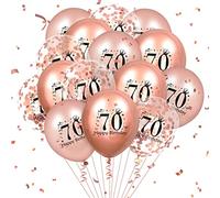 Palloncini per 70° compleanno, 18 pezzi, oro rosa, con scritta "Happy 70th Birthday", in lattice, coriandoli, palloncini in oro rosa, decorazioni per feste di 70° compleanno, per donne e uomini, 70°