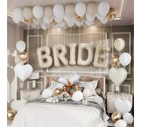 Palloncini per addio al nubilato, decorazioni per feste di addio al nubilato, 53 palloncini color oro metallizzato bianco sabbia con lettera da sposa, anello a forma di cuore, palloncini per addio al