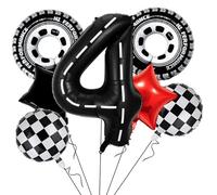 Palloncini per auto da corsa, decorazioni per feste di compleanno, palloncini per pneumatici in Mylar, grandi 101 cm, colore nero, numero 4, per 4° compleanno, feste a tema, forniture decorative per