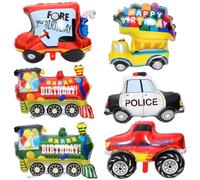 Palloncini per Auto, Forma di Auto Foil Balloons, 6PCS Palloncini in Alluminio per il Trasporto, Forma di Auto Foil Balloons, decorazione Happy Birthday Truck, treno, scuolabus, decorazione per feste
