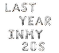 Palloncini per compleanno "Last Year in My 20s Birthday", argento con palloncino in lamina di champagne, decorazioni per il 29° compleanno, per donna e uomo