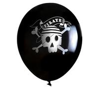 Palloncini per compleanno pirata, 30 cm, colore nero, con teschio, confezione da 6, per feste di compleanno, Halloween, palloncino Baudruche per bambini