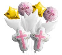 Palloncini per comunione, 8 palloncini in pellicola, per battesimi, piccioni bianche, a forma di croce, a forma di stella, palloncini per comunione, palloncini per bambini, decorazione per la prima
