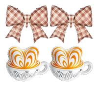 Palloncini per decorazioni per feste di caffè, palloncini in lamina marrone a quadretti e tazze da latte, Love is Brewing Brunch Party Decor, coquette Girl Party Supplies