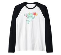 Palloncini per Festa di Compleanno con Balena narvalo, Kawaii, Simpatici e Divertenti Maglia con Maniche Raglan