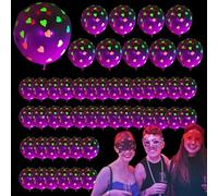 Palloncini per feste con glitter al neon, luce ai palloncini al neon UV, palloncini per decorazione festa al neon, 50 palloncini fluorescenti, palloncini per feste con glitter, palloncini luminosi