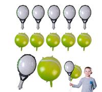 Palloncini per feste da tennis - 12 pezzi/set di palloncini a forma di palla in pellicola | Articoli per feste a tema tennis, quattro fori per appenderli, a forma di racchetta | Set realistico di