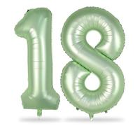 Palloncini per il 18° compleanno verde salvia per ragazze, kit di palloncini giganti da 101 cm in lamina verde oliva con numero 18, palloncini elio con cifre 1 e 8 per ragazzi, donne e uomini