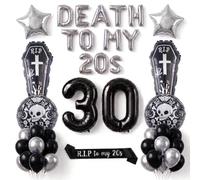 Palloncini per il 30° compleanno, decorazioni Death to My 20s, RIP 45 pezzi | Set di palloncini per 30° compleanno, lettere della morte ai miei 20 anni, teschio strappato, bara e numero 30