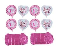 Palloncini per il primo compleanno Colori vivaci e luminosi Set di palloncini per buon compleanno per decorazioni per la prima festa di compleanno Foglio di alluminio 10 pezzi (Rosa)