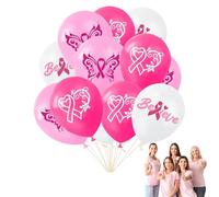 Palloncini per la sensibilizzazione sul cancro al seno, confezione da 18 palloncini in lattice rosa con amore, palloncini con fiocco rosa, design Believe, Hope, e farfalle, perfetti per raccolte fondi