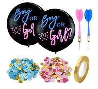 Palloncini per rivelare il genere, palloncini per feste con coriandoli, 7 decorazioni con coriandoli rosa e blu, palloncini e freccette da 91 cm per ragazzo e ragazza