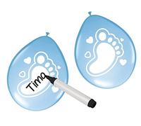 Palloncini personalizzabili "Simpatici piedi", confezione da 6 pezzi, azzurro