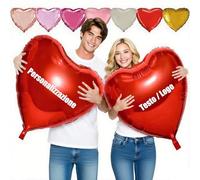 Palloncini Personalizzati Customize Logo and Text Forma Di Cuore Alluminio Palloncini Feste Matrimonio Decorazioni D'amore Articoli Idea Feste Anniversario (Personalizza, 66cm/26in)
