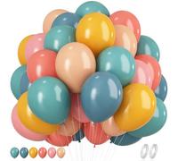 Palloncini retrò bohémien, 60 pezzi, 30,5 cm, arcobaleno, blu e rosa, palloncini colorati, blu polveroso, rosa, vintage, pastello, giallo, beige, palloncini per estate, baby shower, spazio, compleanno
