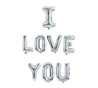 Palloncini romantici in lamina con scritta "I Love You", per fidanzamenti, addio al nubilato, romantici, matrimoni, feste di compleanno, accessori fotografici (argento)