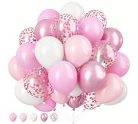 Palloncini rosa, 100 pezzi, 30 cm, per compleanni, matrimoni, feste (rosa e bianco)