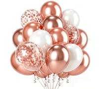 Palloncini Rosa 100 Pezzi, Elio Palloncini Compleanno con Bianchi, Oro Rosa, Rosa Metallici e Coriandoli per Decorazioni Compleanno Battesimo Bimba Prima Comunione Laurea Baby Shower, 12 Pollici