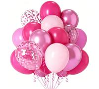 Palloncini Rosa 100 Pezzi, Elio Palloncini Compleanno con Pink Pastello, Rossi, Rosa Metallici e Coriandoli per Decorazioni Compleanno Battesimo Bimba Prima Comunione Laurea Baby Shower, 12 Pollici