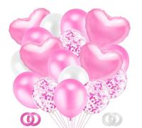 Palloncini Rosa, 50 Pezzi Set Palloncini con Coriandoli, Palloncino Foil Cuore Rosa, Palloncini Rosa e Bianchi per Matrimonio, Baby Shower, Decorazione Festa di Compleanno