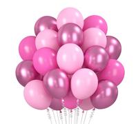 Palloncini Rosa 60 Pezzi, 12 Pollici Palloncini Compleanno Rosa Shocking Metallizzati Palloncino a Elio per Compleanno Battesimo Decorazioni per Feste di Matrimonio