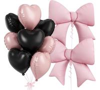 Palloncini rosa a forma di cuore, 10 palloncini a forma di cuore da 18 pollici e 38 pollici a elio per decorazione di compleanno, San Valentino, fidanzamento per baby shower nuziale