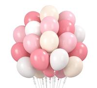 Palloncini Rosa Beige 60 Pezzi, 12 Pollici Palloncini Compleanno Rosa Antico Bianchi Metallizzati Palloncino a Elio per Compleanno Battesimo Decorazioni per Feste di Matrimonio