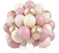 Palloncini rosa cipria beige, 60 palloncini rosa sabbia bianca da 30,5 cm, palloncini color oro metallizzato color crema nudo per ragazze donne compleanno pastello addio al nubilato boho matrimonio