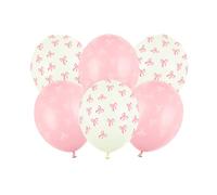 Palloncini rosa di alta qualità con fiocchi decorativi, confezione da 6, eleganti decorazioni per compleanni o celebrazioni per ragazze e donne
