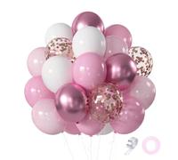 Palloncini Rosa e Bianchi, 60 Pezzi Con Coriandoli Oro Rosa per Matrimonio, Fidanzamento, Compleanno Ragazze, Baby Shower - Decorazione