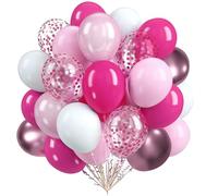 Palloncini rosa e bianchi, 65 pezzi, 30,5 cm, in oro rosa metallizzato con palloncini rosa chiaro, per decorazioni di compleanno, addio al nubilato, feste di addio al nubilato, baby shower
