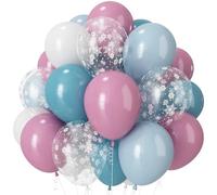 Palloncini rosa e blu, 30,5 cm, rosa chiaro pastello ardesia blu bianco in lattice palloncini per feste con fiocco di neve trasparente per baby shower rivelazione di genere invernale paese delle