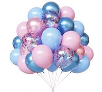 Palloncini rosa e blu metallizzati per rivelazione del sesso di ragazzo o ragazza - 170 cm - 30,5 cm