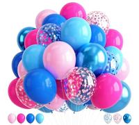 Palloncini rosa e blu pastello, 30,5 cm, rosa chiaro metallizzato, blu scuro, in lattice, palloncini a elio con coriandoli polverosi, per rivelare il sesso dei bambini, compleanni, baby shower