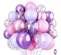 Palloncini rosa e viola, 30,5 cm, viola pastello rosa confetti, palloncini con coriandoli rosa viola metallizzati in lattice, set per ragazze e donne, compleanno, baby shower, decorazioni per feste di