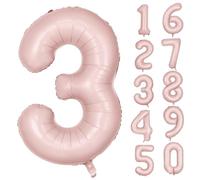 Palloncini rosa opaco con numero 3, 101 cm, per 3° compleanno, rosa opaco, numero gigante, in lamina di elio, palloncini per feste di compleanno, matrimoni, decorazioni digitali (numero 3)