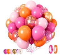 Palloncini Rosa Pastello, Elio Arancioni Compleanno Rosa Fucsia 80 Pezzi 12 Pollici Metallizzato Oro Coriandoli Lattice Addobbi Baby Shower per Matrimonio Anniversario Addio al Nubilato