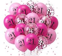 Palloncini rosa per 21° compleanno, decorazioni per donne e uomini, 18 pezzi, rosa acceso, Happy 21st Birthday Palloncini in lattice per lei 21 anni Bday Anniversary Party Supplies Indoor Outdoor 30,5